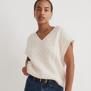 Madewell Cream Oversized V-Neck Sweater Vest